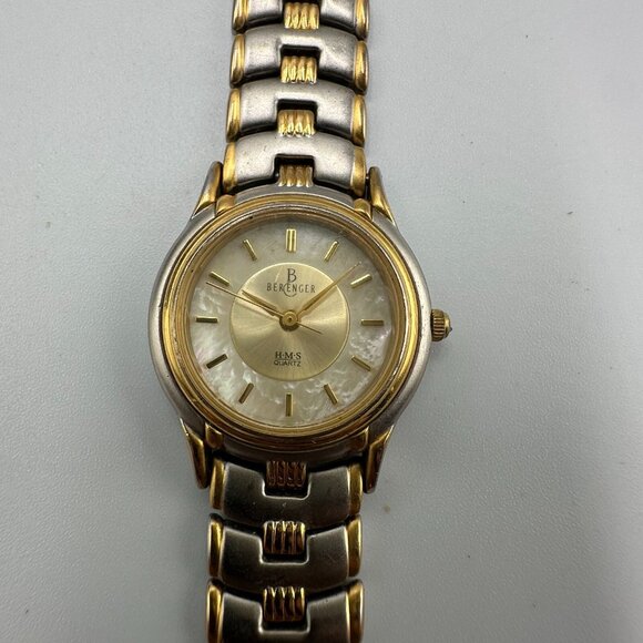 Berenger Watch Women Two Tone Silver Gold Mother of Pearl Dial New Battery 6.5" - Picture 2 of 14
